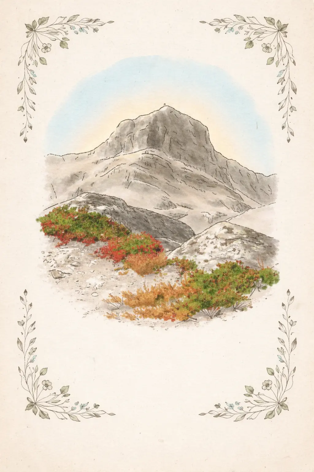 Watercolor mountain illustration from our invitation